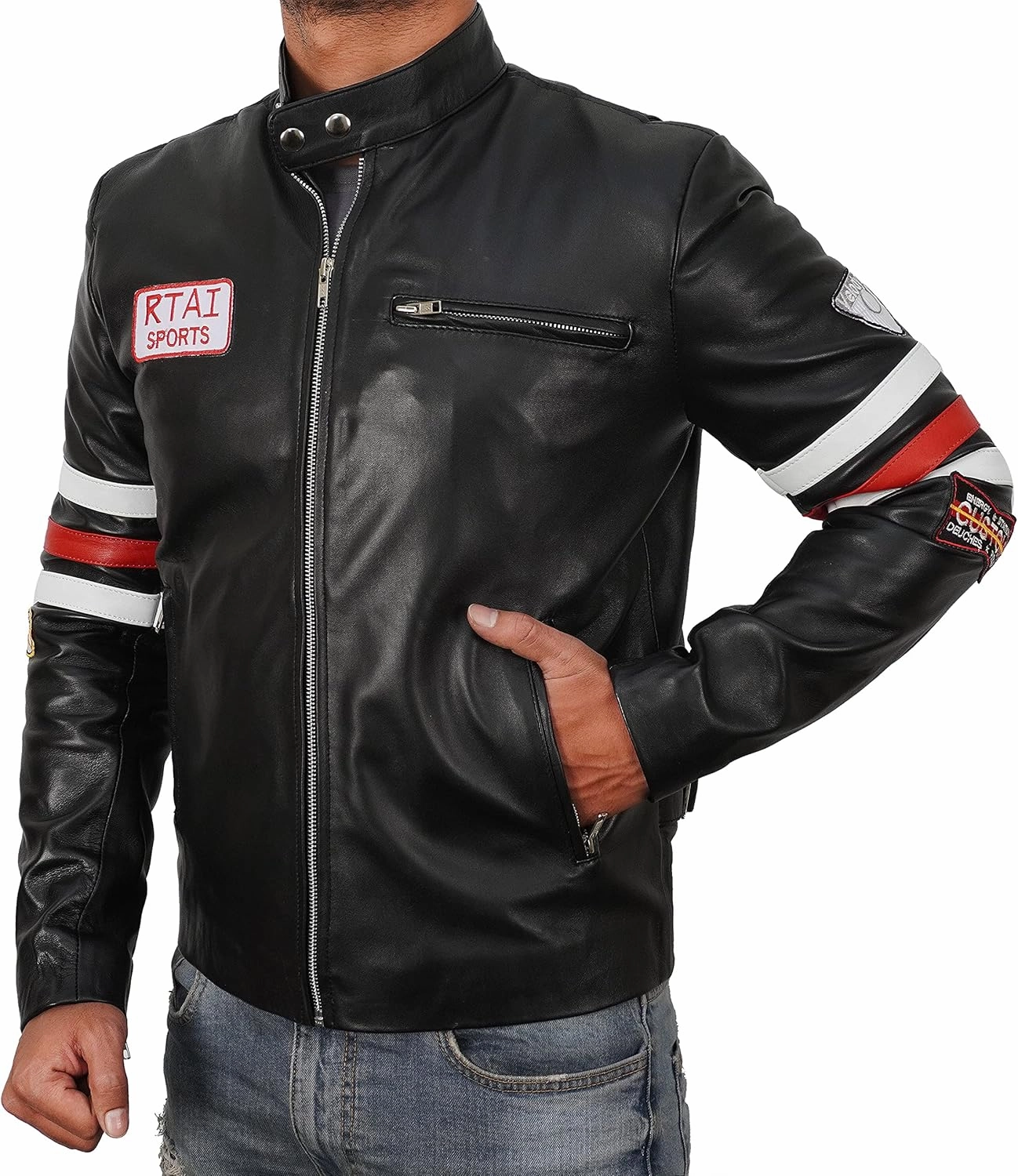 Mens Leather Jacket - Real Lambskin Classic Vintage Style Leather Jackets For Men Brown Leather Jacket for Mens