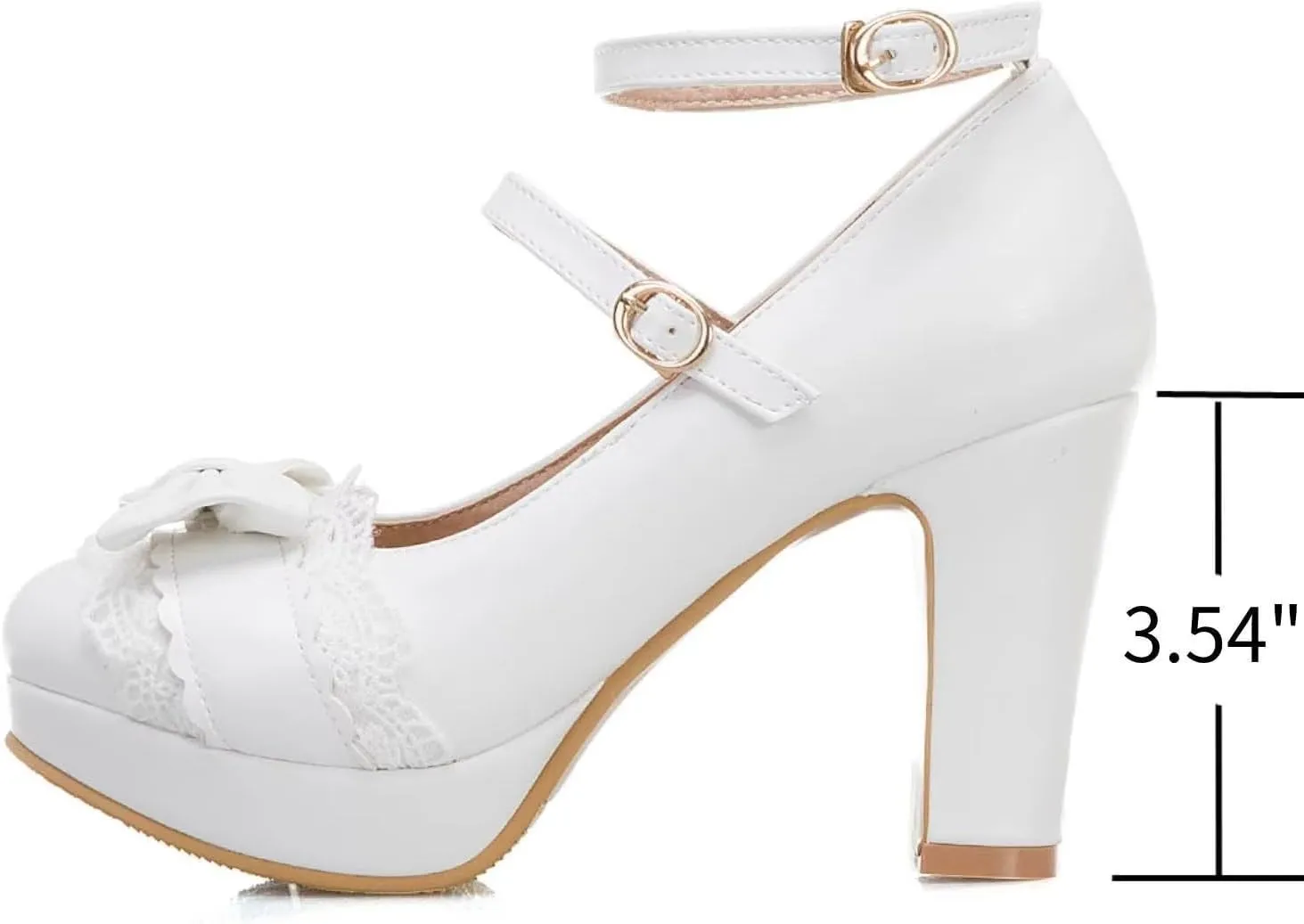 MEOTINA Cute Bow Heels Mary Janes Shoes Women Dress Platform Strappy High Heels Kawaii Shoes