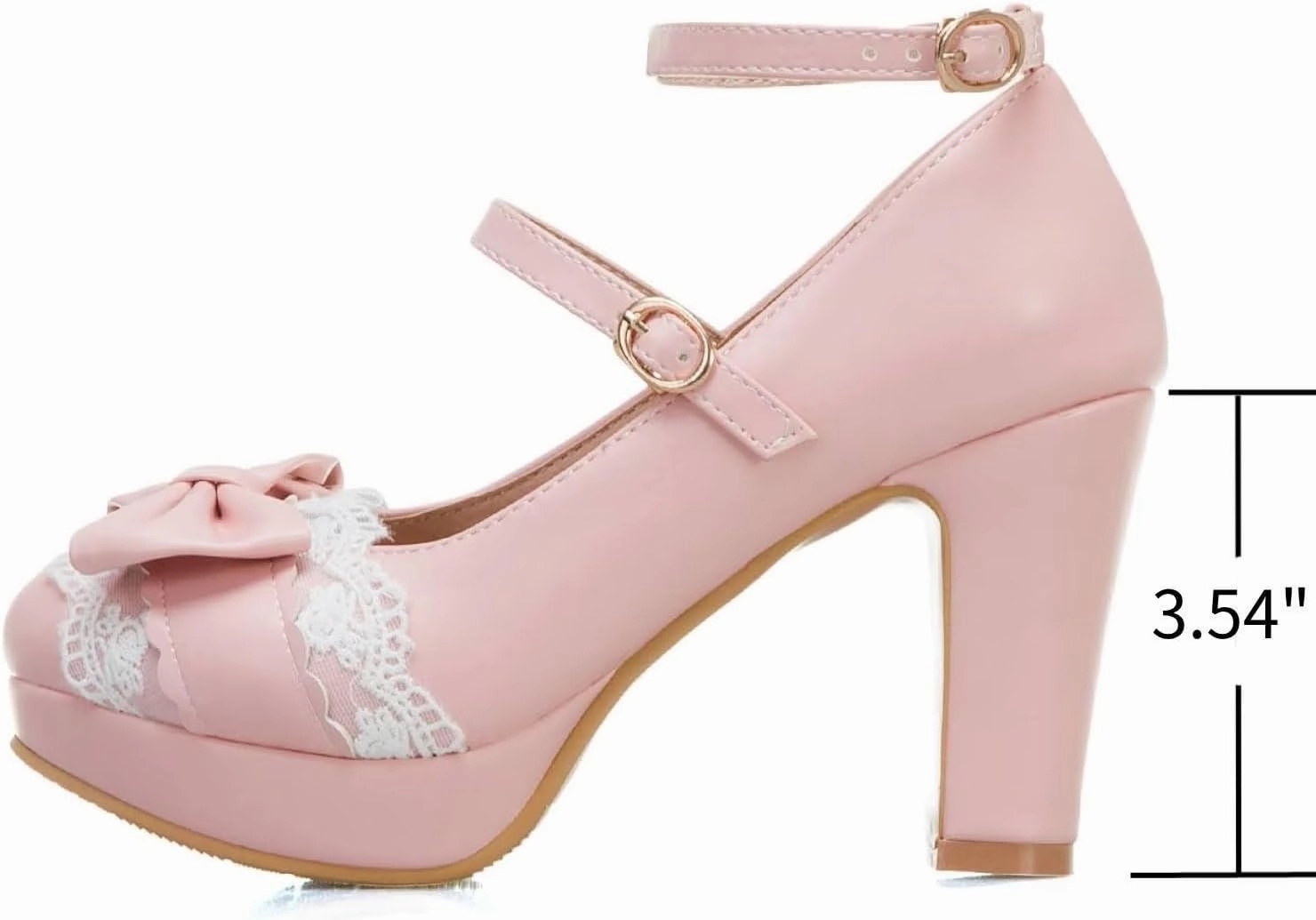 MEOTINA Cute Bow Heels Mary Janes Shoes Women Dress Platform Strappy High Heels Kawaii Shoes
