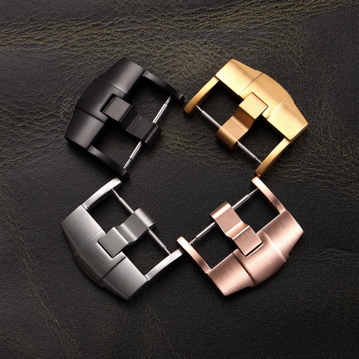 Merjust 24mm Silver Black Rose Gold Brushed Matte Stainless Steel Pin Buckle Clasp For Ap Royal Oak Watch With Word