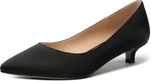 MERRORI Women's Slip On Pointed Toe Satin Dress Shoes Kitten Low Heel Pumps Shoes 1.5 Inch