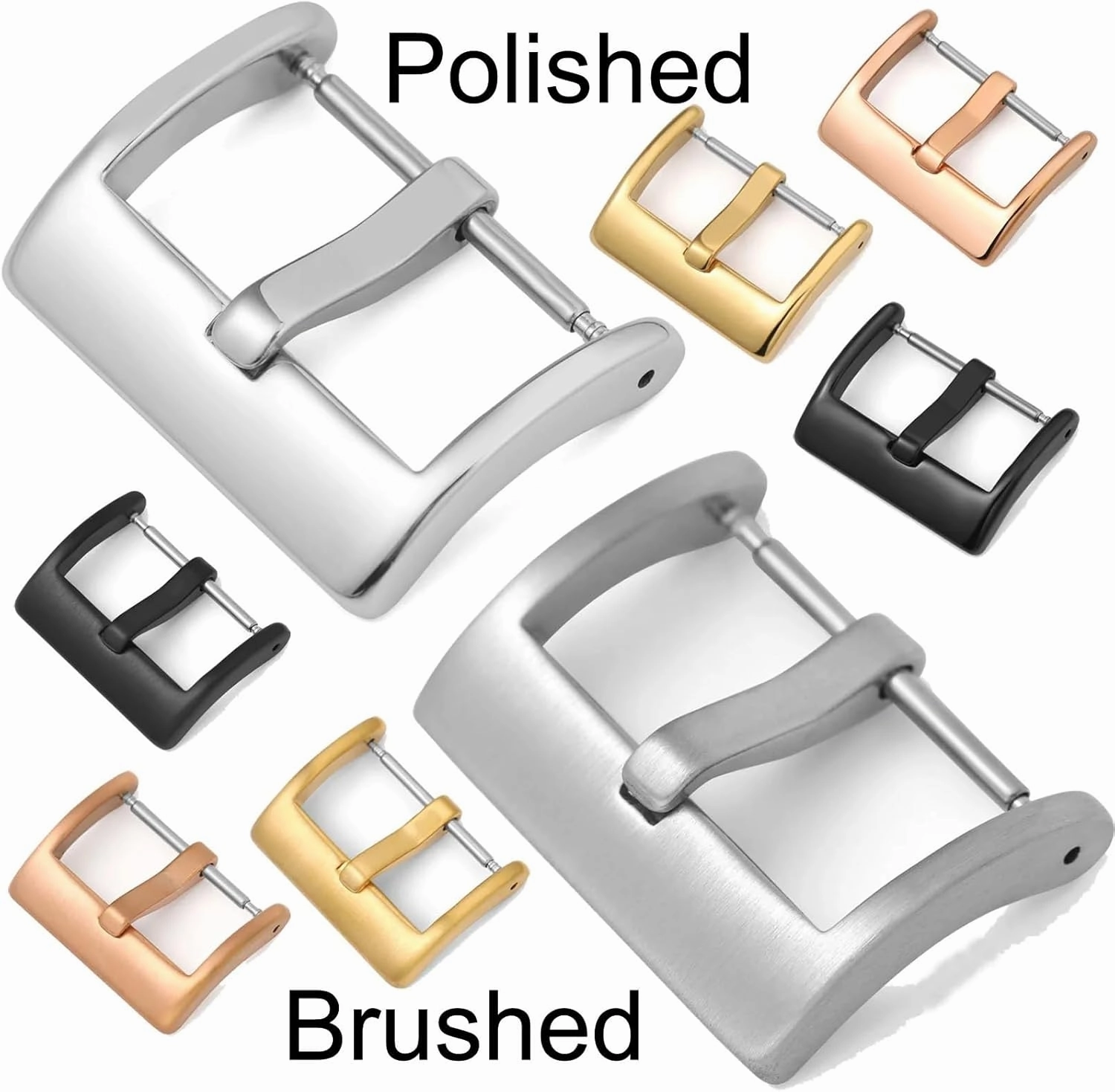 Metal Watch Buckle 16mm 18mm 20mm 22mm Watch Band Strap Silver Black Gold Brushed Matte Polish Stainless Steel Clasp Accessories