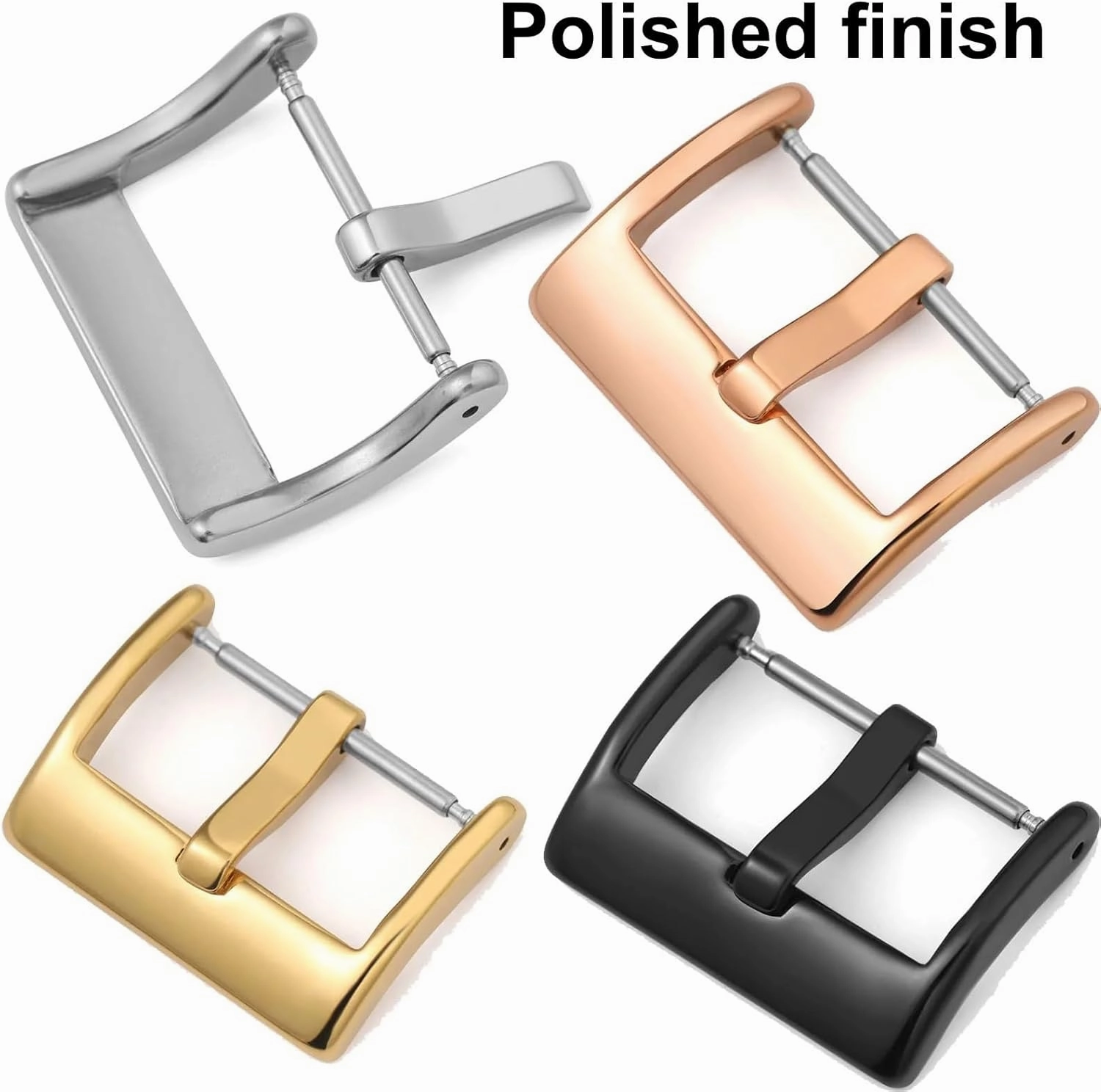 Metal Watch Buckle 16mm 18mm 20mm 22mm Watch Band Strap Silver Black Gold Brushed Matte Polish Stainless Steel Clasp Accessories