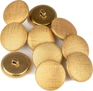 Mibo Buttons & Accessories 10pcs Metal Shank Buttons 36L(22mm) with Crosshatch Weave Style Texture - Matte Gold