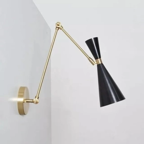 Mid Century Wall Sconce LELO Wall Light Lamp Handmade Brass & Black Lamp Decor