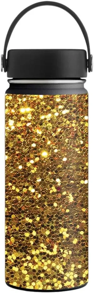 MightySkins Skin Compatible with Hydro Flask 18 oz. Wide Mouth - Gold Dazzle | Protective, Durable, and Unique Vinyl Decal wrap Cover | Easy to Apply, Remove, and Change Styles | Made in The USA