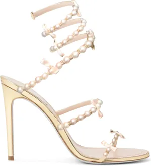 MissHeel Pearl Spiral Strap Heels with Cute Pink Bows