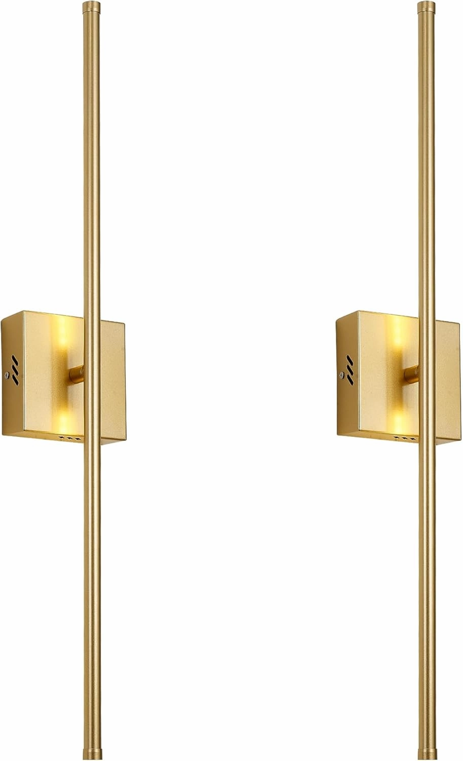 Modern Wall Sconces Set of Two, Dimmable Hardwired Wall Sconces, 350° Rotate, LED Matte Gold Wall Light Fixtures, 3000K Warm Light for Bathroom, Living Room,27.8 Inch