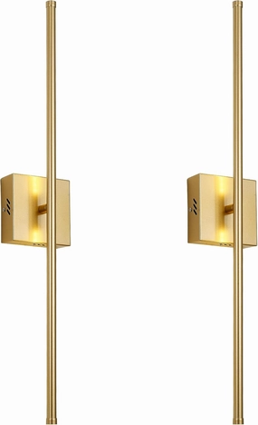 Modern Wall Sconces Set of Two, Dimmable Hardwired Wall Sconces, 350° Rotate, LED Matte Gold Wall Light Fixtures, 3000K Warm Light for Bathroom, Living Room,27.8 Inch