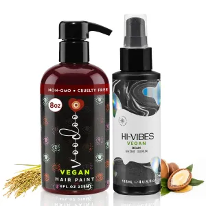 MOEHAIR Voodoo Red Semi-Permanent Hair Dye (8 Oz) and Hi-Vibes Vegan Anti-Frizz Hair Serum (4 Oz) | Salon-Grade Hair Color and Argan Oil Hair Serum Combo | Sulfate, Paraben & Ammonia-Free