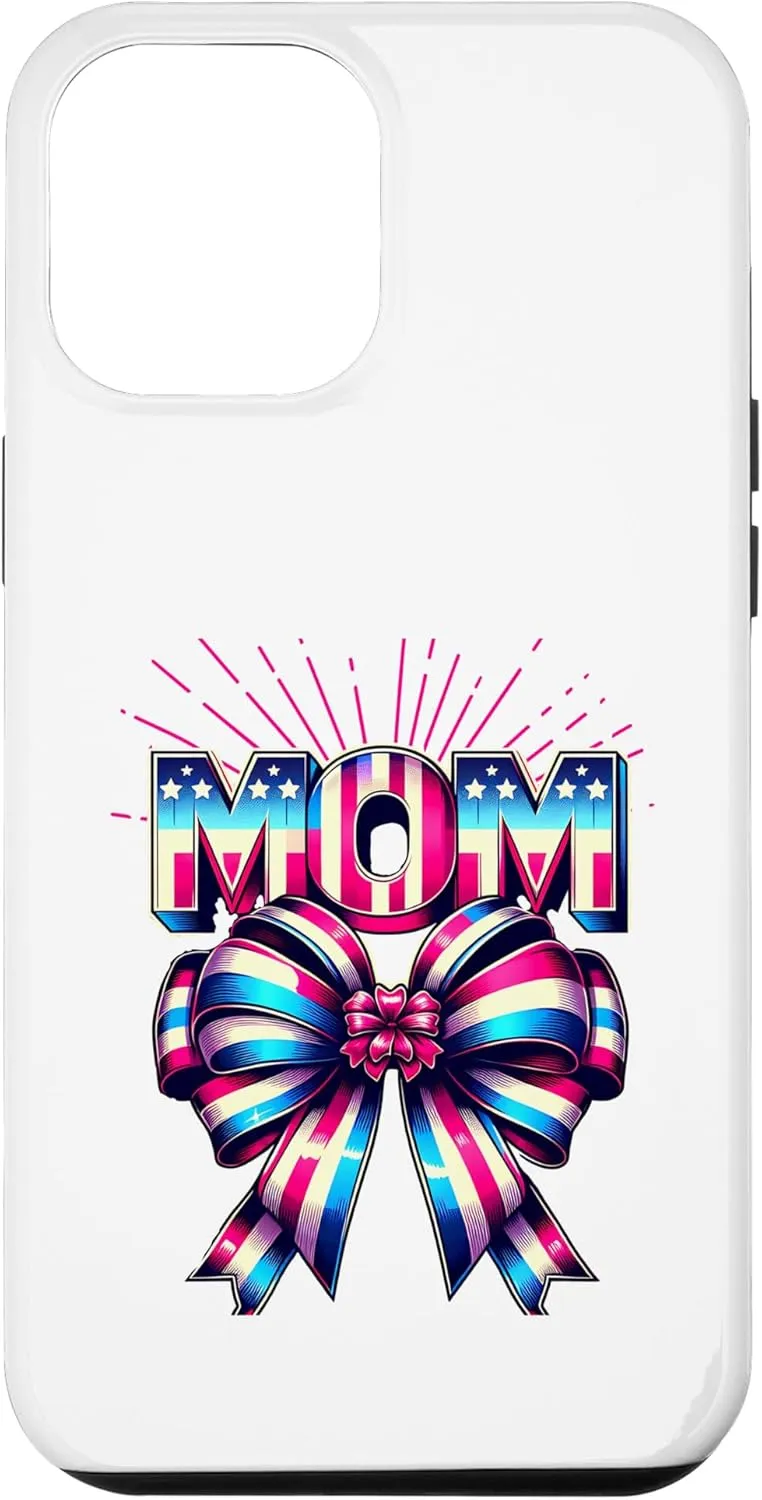 Mom 80s Patriotic Bow Red Ray America Style 4th of July Case for iPhone 12 Pro Max