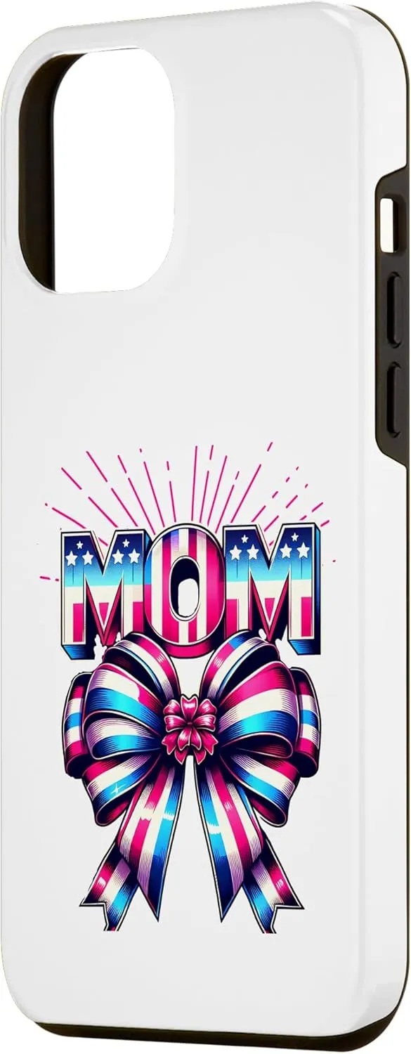 Mom 80s Patriotic Bow Red Ray America Style 4th of July Case for iPhone 12 Pro Max