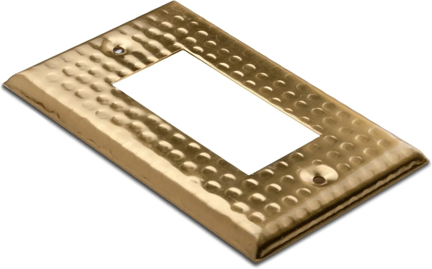Monarch Abode Hand Hammered Rocker Decorator Metal Decorative Wall Plate Switch Plate Outlet Cover, 1-Gang, Brushed Gold (Pack of 2)