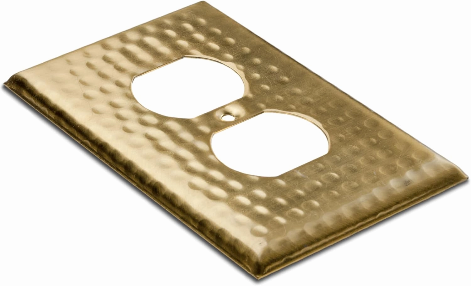 Monarch Abode Hand Hammered Duplex Metal Decorative Wall Plate Switch Plate Outlet Cover, 1-Gang, Brushed Gold (2-Pack)