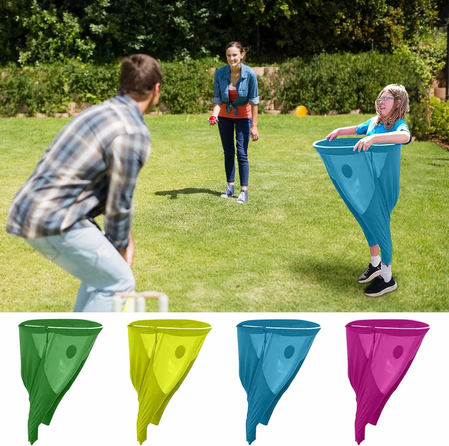 MRGIINRI Granny Pants Yard Game Sets, 2Pcs Freaky Party Games Trousers with 4 Bouncy Balls, Granny Pants Outdoor Game, Yard Games Field Family Reunion Giant Outdoor Games Sets for Adults(Pink*2)