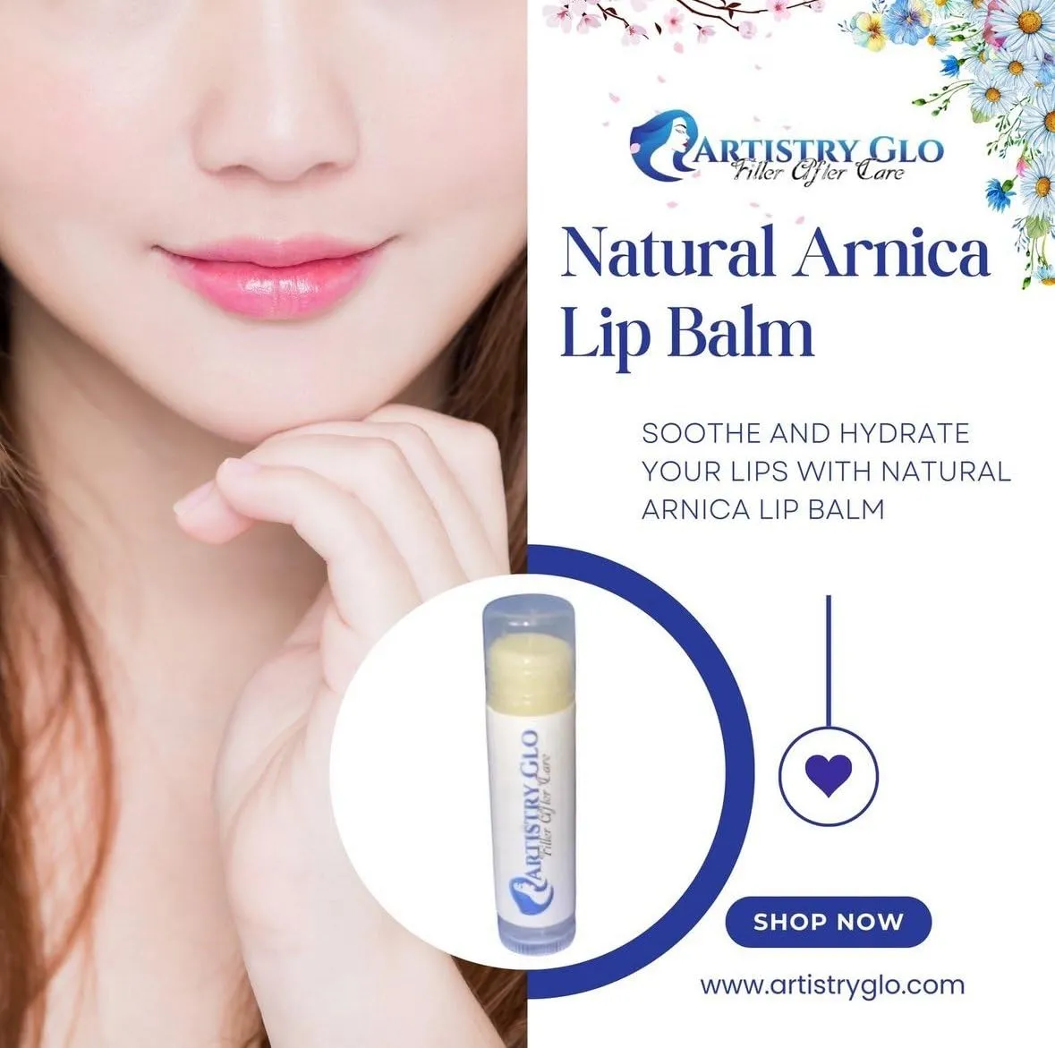 Natural Arnica Chapstick Medicated Lip Moisturizer for Bruise Relief & Smooth Lips - Clean & Pure Hyaluron Pen Recovery Night Undereye Balm