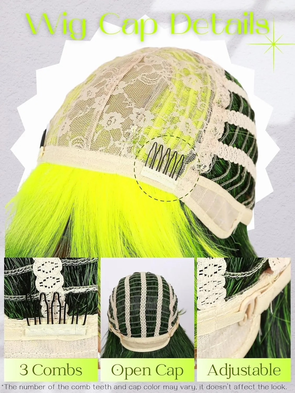 Neon Green Wig with Bangs Reverse Ombre Green Long Loose Body Wavy Wig with Curtain Bangs for Women 26 Inch Highlight Root Synthetic Heat Resistant Wig for Cosplay Halloween Party Use