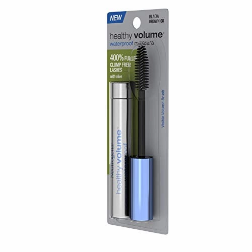 Neutrogena Healthy Volume Lash-Plumping Waterproof Mascara, Volumizing and Conditioning Mascara with Olive Oil to Build Fuller Lashes, Clump-, Smudge- and Flake-Free, Black/Brown 08, 0.21 oz