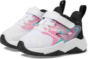 New Balance Kids ITRAVFP2 Running Shoe, White/Real Pink/Black, 10 US Unisex Toddler
