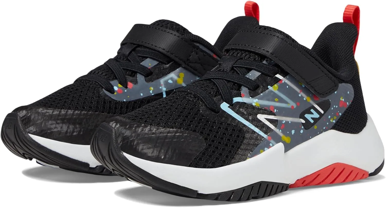 New Balance YTRAVHB2 Running Shoe, Black/Blast Red/Team Sky Blue, 2.5 Wide US Unisex Little_Kid