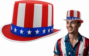 Nicky Bigs Novelties Uncle Sam Patriotic Top Hat Red White Blue Costume Cap with Stars 4th of July Parade Holiday Festival Party Accessory for Men and Women One Size Fits Most