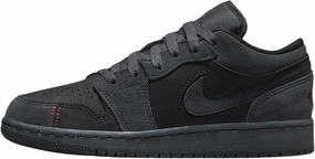 Nike Air Jordan 1 Low SE Craft Big Kids' Shoes (FQ7757-001, Dark Smoke Grey/Varsity Red/Black) Size 5