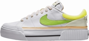 Nike Court Legacy Lift Women's Shoes (FD0872-100, White/Pearl Pink/Opti Yellow/Action Green) Size 7.5