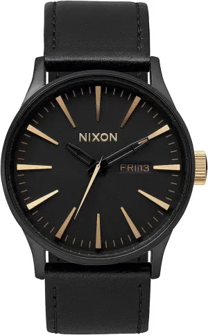 Nixon Men's A105 Sentry 42mm Stainless Steel Leather Quartz Movement Watch