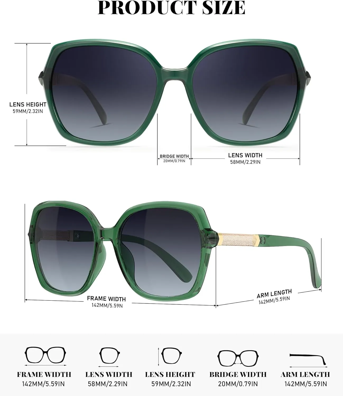 NSSIW Polarized Sunglasses Womens Sunglasses: Trendy Fashion Oversized Sun Glasses UV400 Protection for Driving Vacation