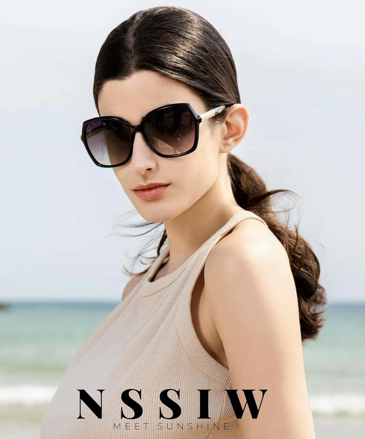 NSSIW Polarized Sunglasses Womens Sunglasses: Trendy Fashion Oversized Sun Glasses UV400 Protection for Driving Vacation