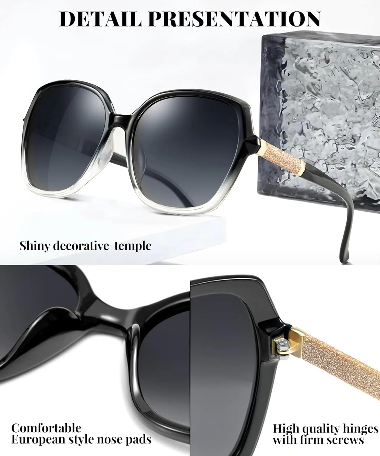 NSSIW Polarized Sunglasses Womens Sunglasses: Trendy Fashion Oversized Sun Glasses UV400 Protection for Driving Vacation