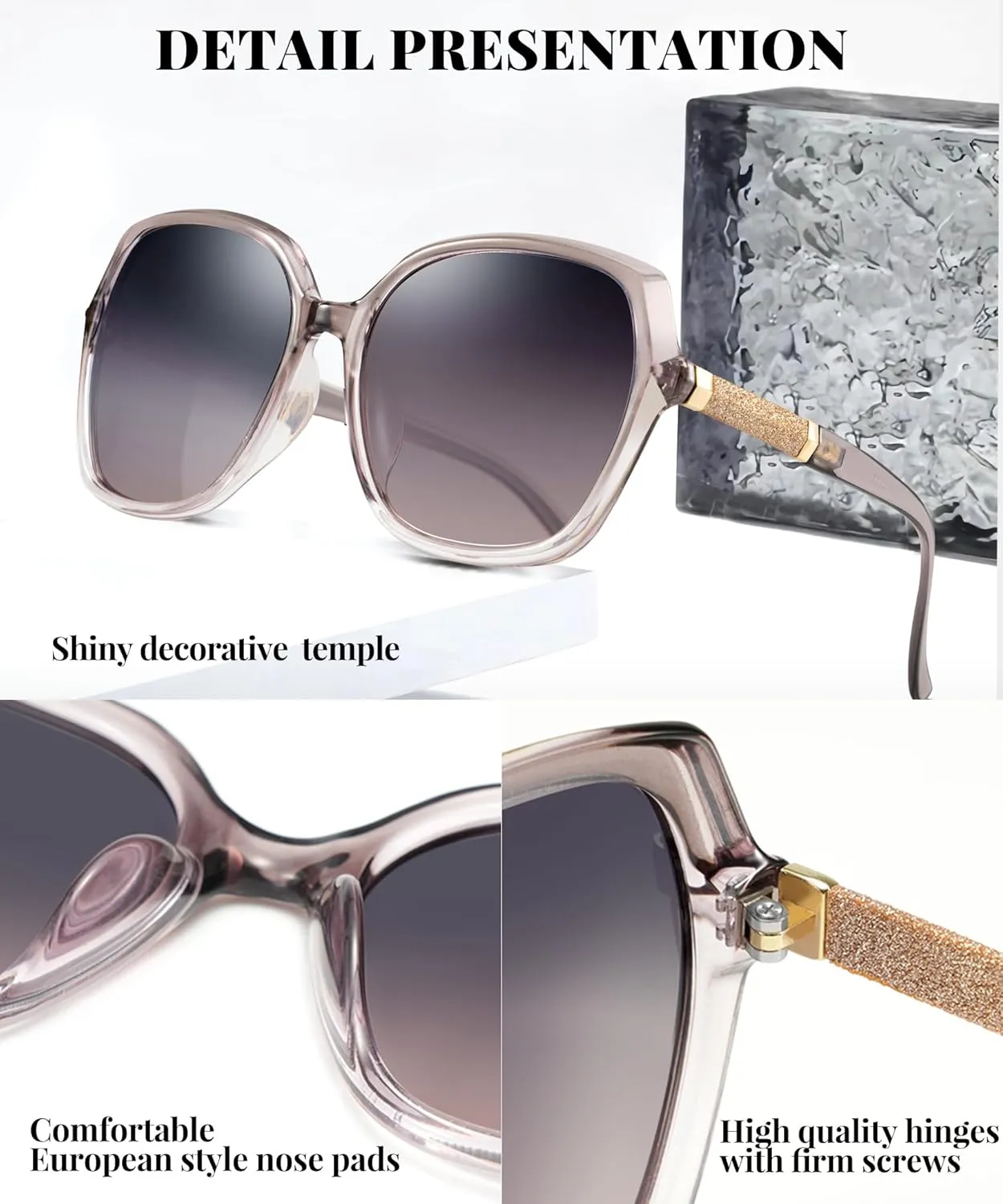NSSIW Polarized Sunglasses Womens Sunglasses: Trendy Fashion Oversized Sun Glasses UV400 Protection for Driving Vacation