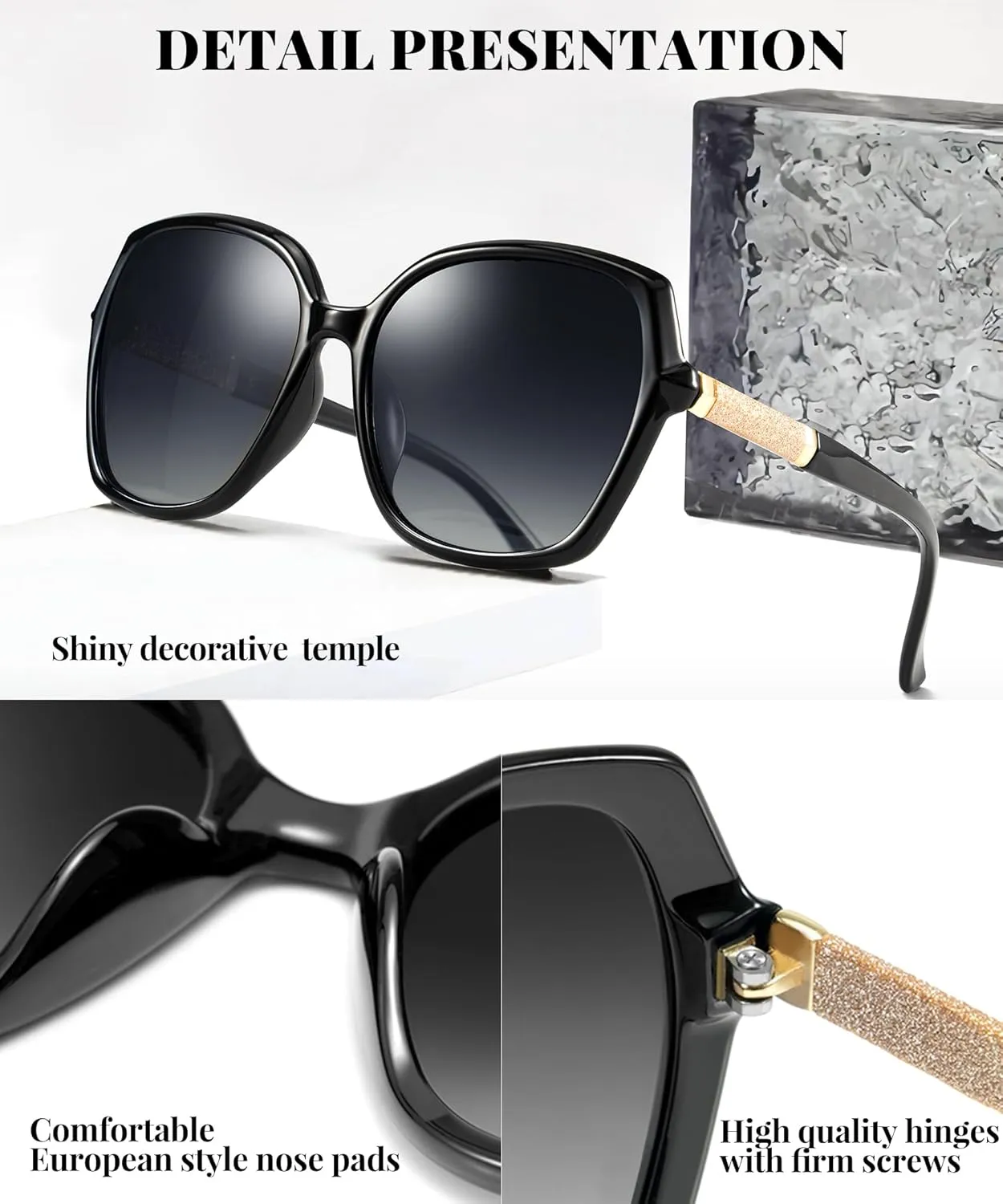 NSSIW Polarized Sunglasses Womens Sunglasses: Trendy Fashion Oversized Sun Glasses UV400 Protection for Driving Vacation