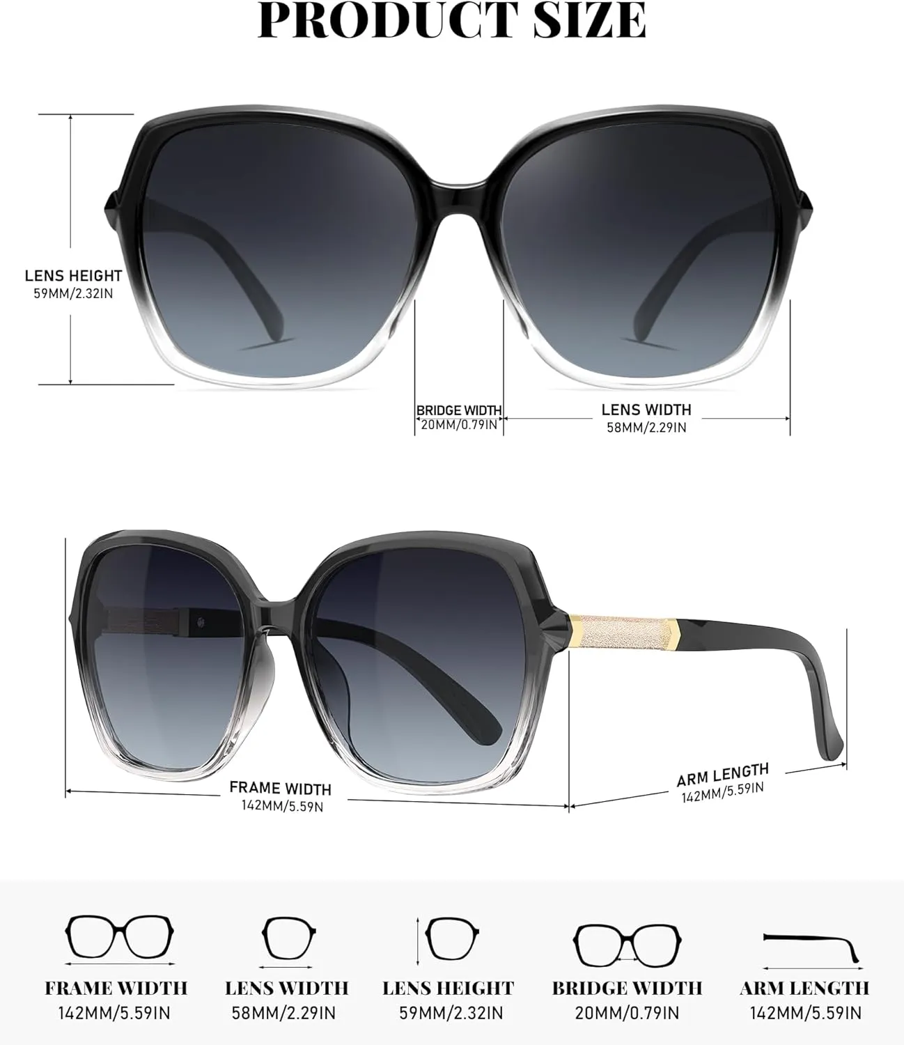 NSSIW Polarized Sunglasses Womens Sunglasses: Trendy Fashion Oversized Sun Glasses UV400 Protection for Driving Vacation