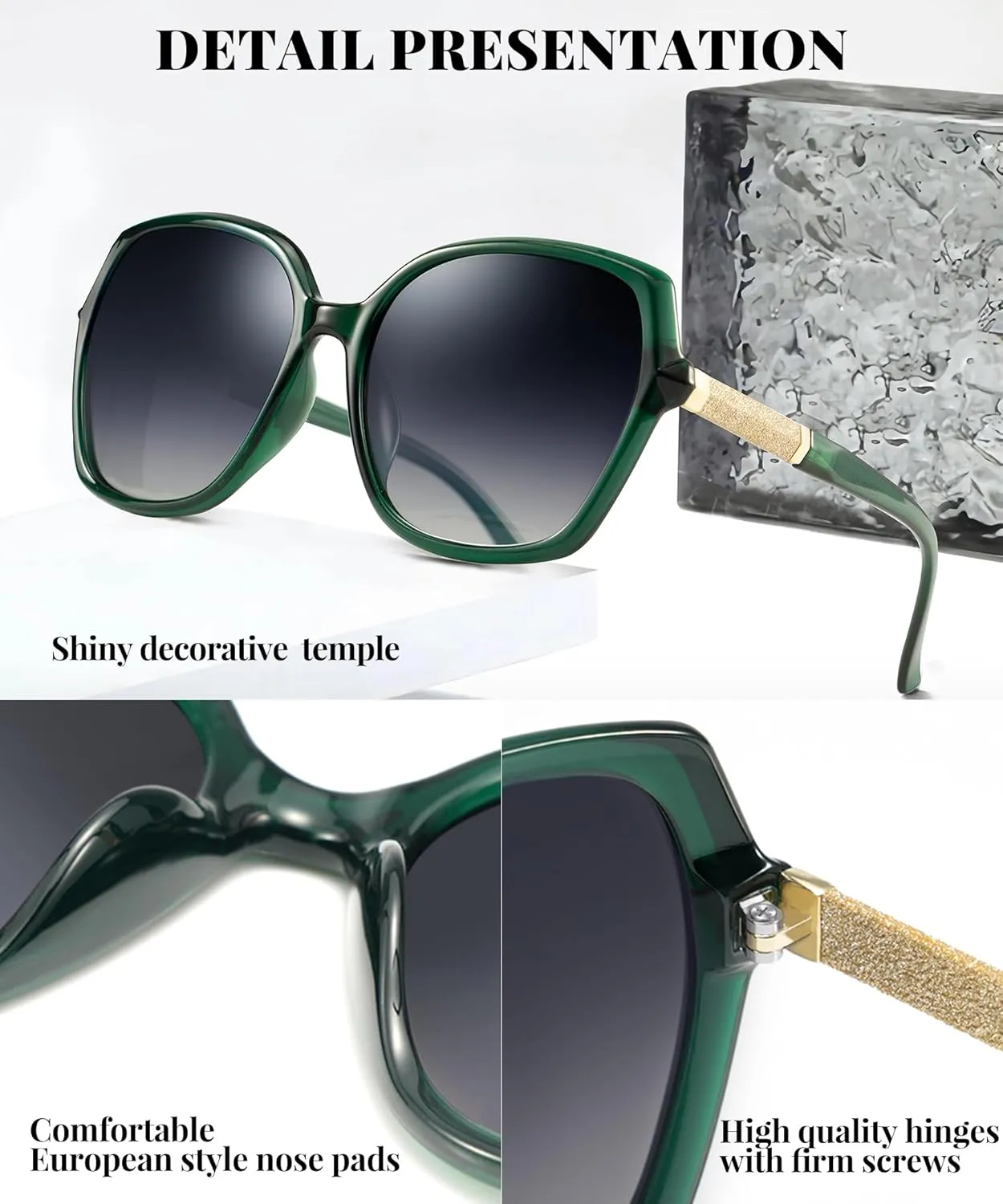 NSSIW Polarized Sunglasses Womens Sunglasses: Trendy Fashion Oversized Sun Glasses UV400 Protection for Driving Vacation