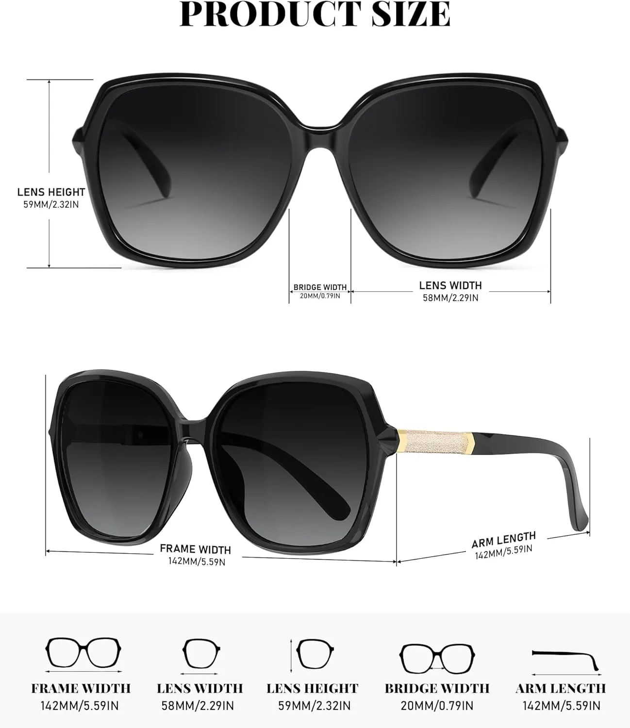 NSSIW Polarized Sunglasses Womens Sunglasses: Trendy Fashion Oversized Sun Glasses UV400 Protection for Driving Vacation