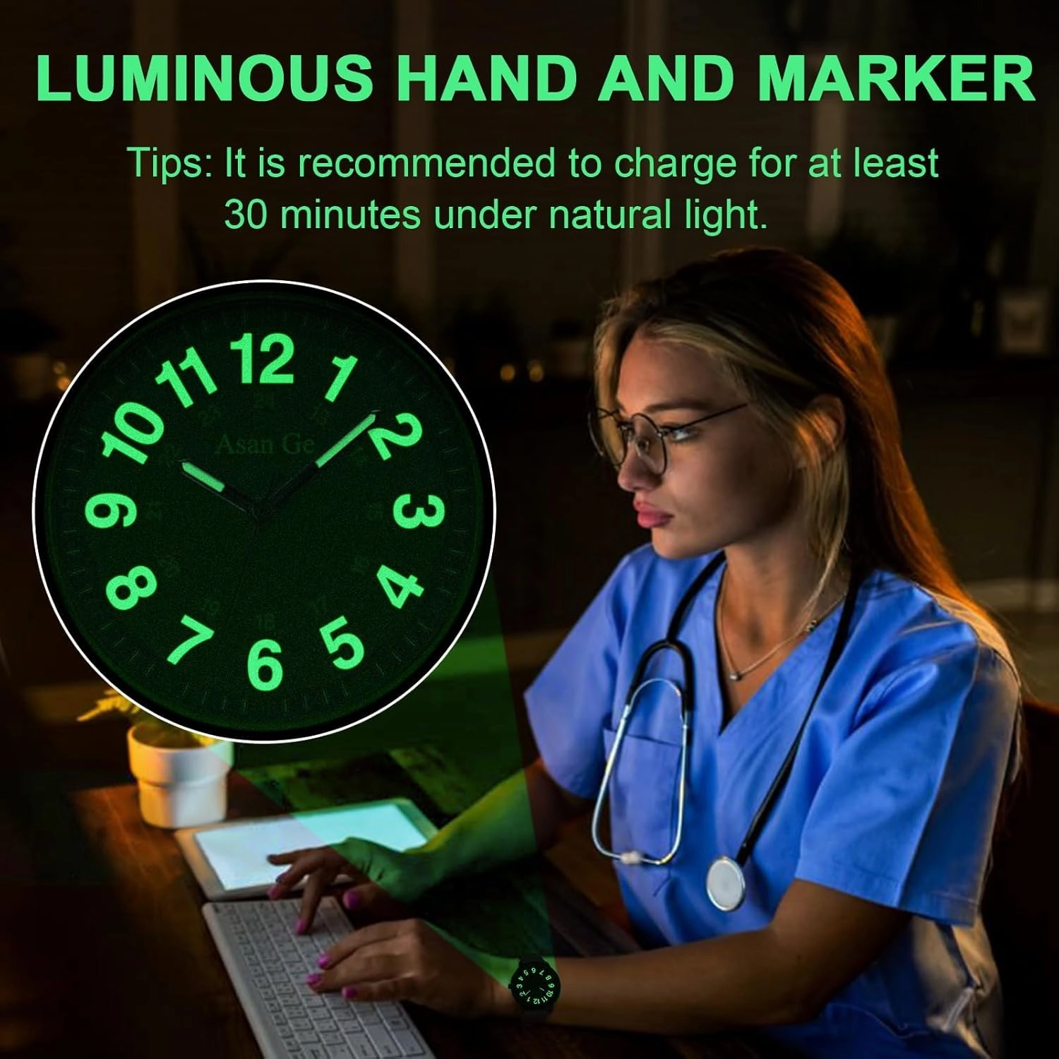 Nurse Watch for Nurse Medical Professionals Students Doctors Women Men Waterproof Watch 24 Hour Military Time Luminouse Easy to Read Dial with Second Hand