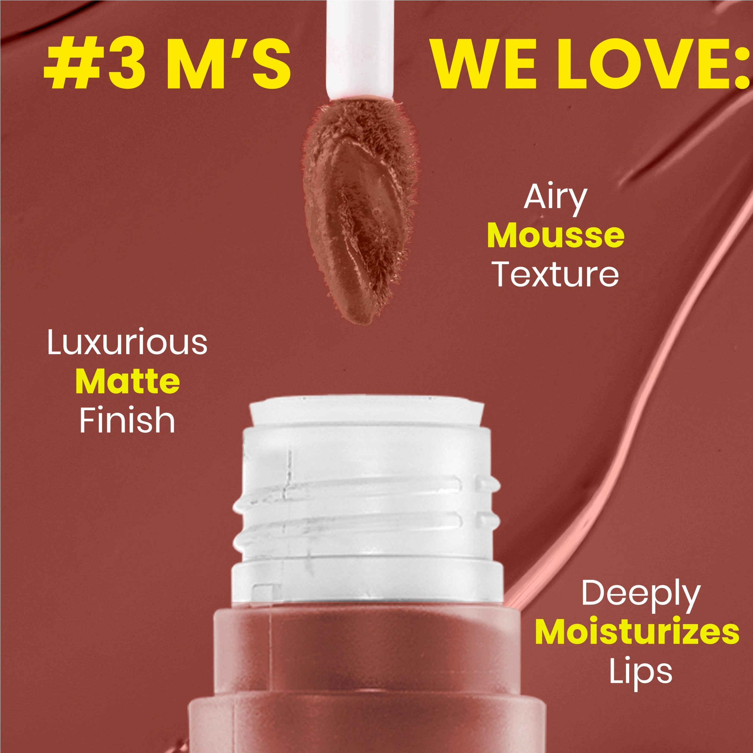 NY Bae Velvet Mousse Liquid Lipstick - Spicy Rust 06 (6.5ml) | Velvet Matte Finish | Transferproof | Smudgeproof | Ultra Light | Smooth | Moisturising Brown Lipstick