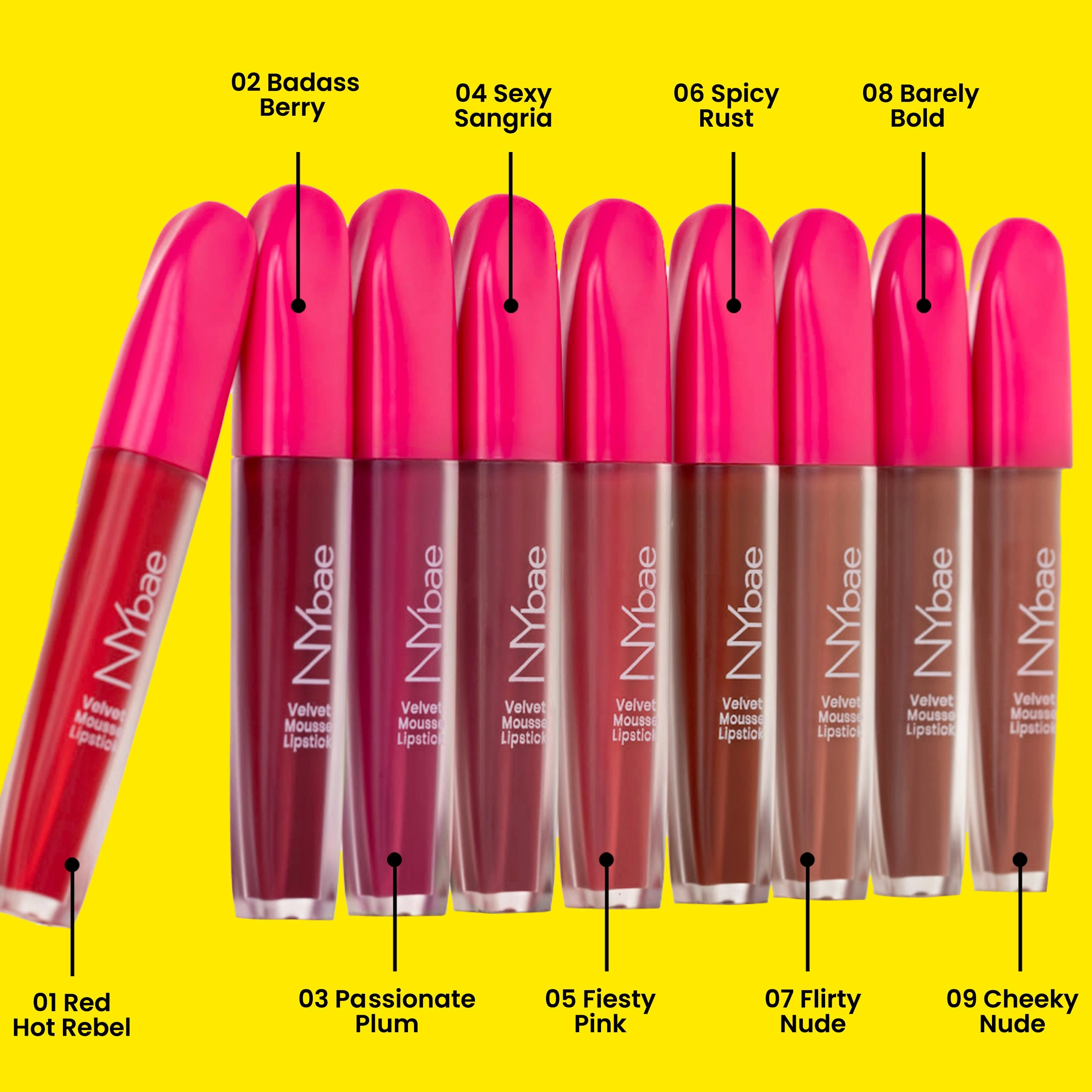 NY Bae Velvet Mousse Liquid Lipstick - Spicy Rust 06 (6.5ml) | Velvet Matte Finish | Transferproof | Smudgeproof | Ultra Light | Smooth | Moisturising Brown Lipstick