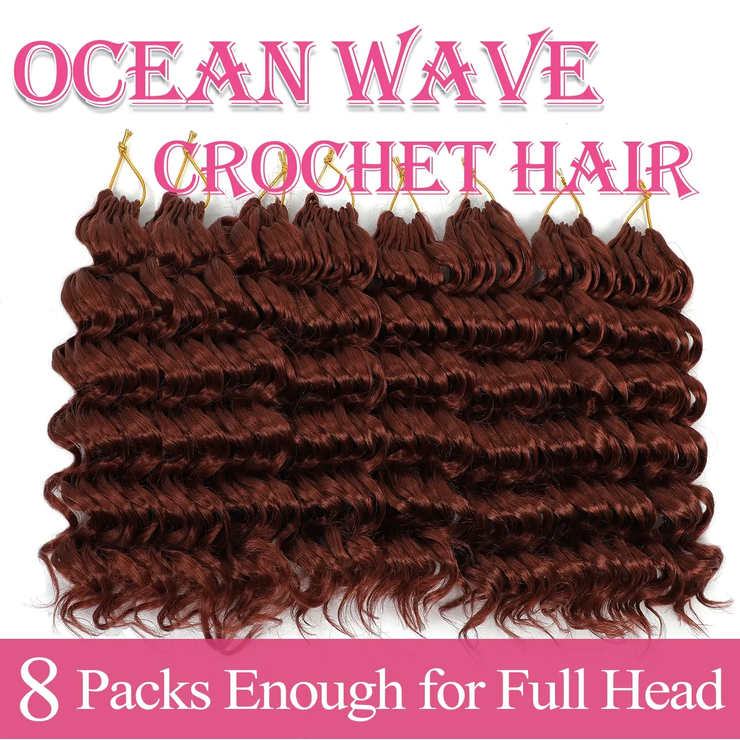 Ocean Wave Crochet Hair 10 Inch 8 packs Deep Wave Crochet Hair Synthetic Curly Crochet Braiding Hair For Black Women (10 Inch, 8 packs, 350#)