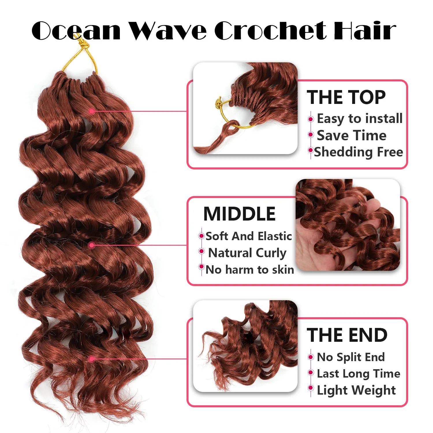 Ocean Wave Crochet Hair 10 Inch 8 packs Deep Wave Crochet Hair Synthetic Curly Crochet Braiding Hair For Black Women (10 Inch, 8 packs, 350#)