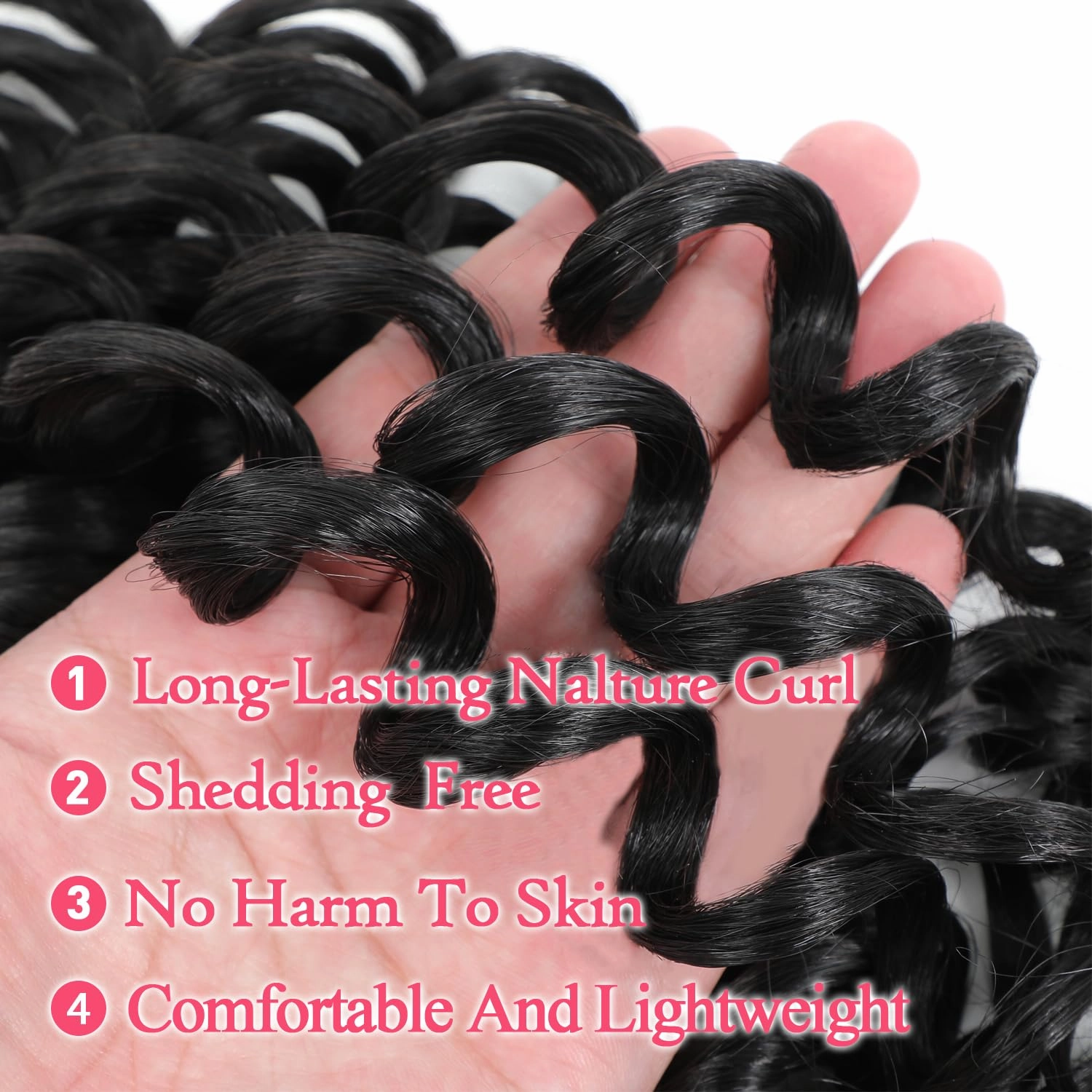 Ocean Wave Crochet Hair 12 Inch 8 packs Deep Wave Crochet Hair Synthetic Curly Braiding Hair Crochet Hair for Black Women (12 Inch, 8 packs, 1B)