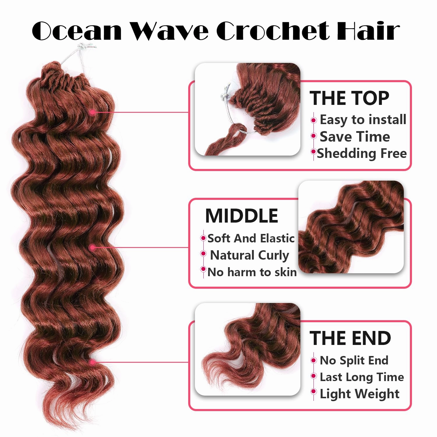Ocean Wave Crochet Hair 12 Inch 8 packs Deep Wave Crochet Hair Synthetic Curly Crochet Braiding Hair for Black Women (12 Inch, 8 packs, 350#)