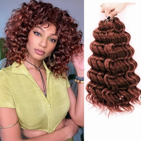 Ocean Wave Crochet Hair 12 Inch 8 packs Deep Wave Crochet Hair Synthetic Curly Crochet Braiding Hair for Black Women (12 Inch, 8 packs, 350#)