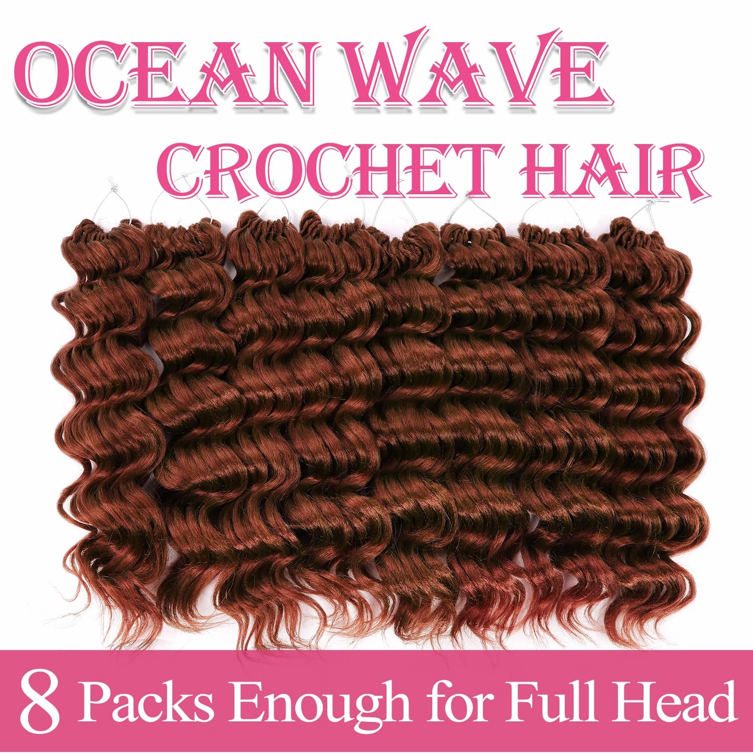 Ocean Wave Crochet Hair 12 Inch 8 packs Deep Wave Crochet Hair Synthetic Curly Crochet Braiding Hair for Black Women (12 Inch, 8 packs, 350#)