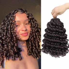 Ocean Wave Crochet Hair 12 Inch 8 packs Deep Wave Crochet Hair Synthetic Curly Crochet Braiding Hair For Black Women (12 Inch, 8 packs, 4#)