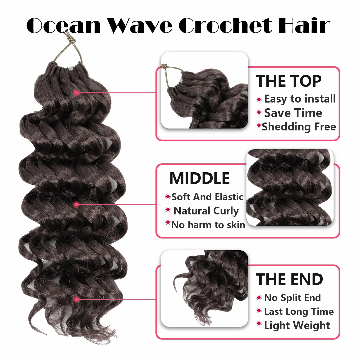 Ocean Wave Crochet Hair 12 Inch 8 packs Deep Wave Crochet Hair Synthetic Curly Crochet Braiding Hair For Black Women (12 Inch, 8 packs, 4#)