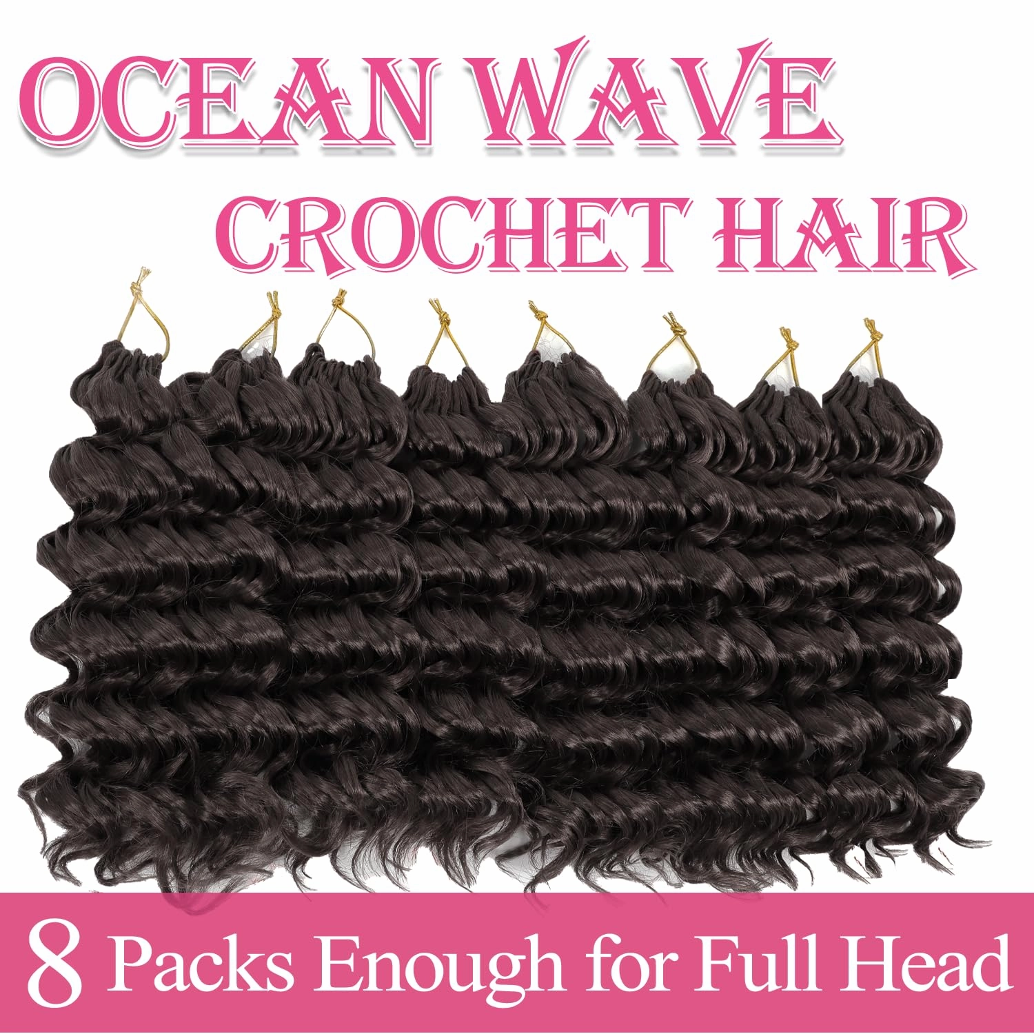 Ocean Wave Crochet Hair 12 Inch 8 packs Deep Wave Crochet Hair Synthetic Curly Crochet Braiding Hair For Black Women (12 Inch, 8 packs, 4#)