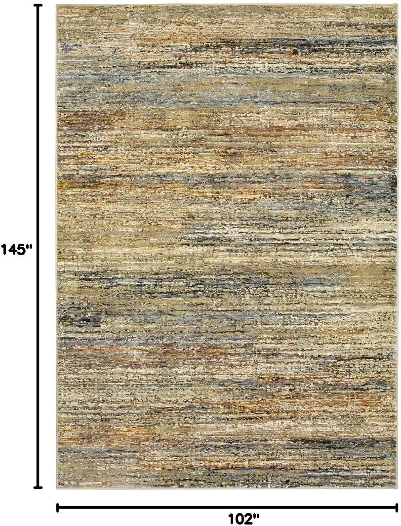 Oriental Weavers Atlas Area Rug - 8037J - 8'6" x 11'7" - in Gold/Green - Modern Abstract Style, Stain Resistant, Family and Pet Friendly, Dining, Living Room Rug