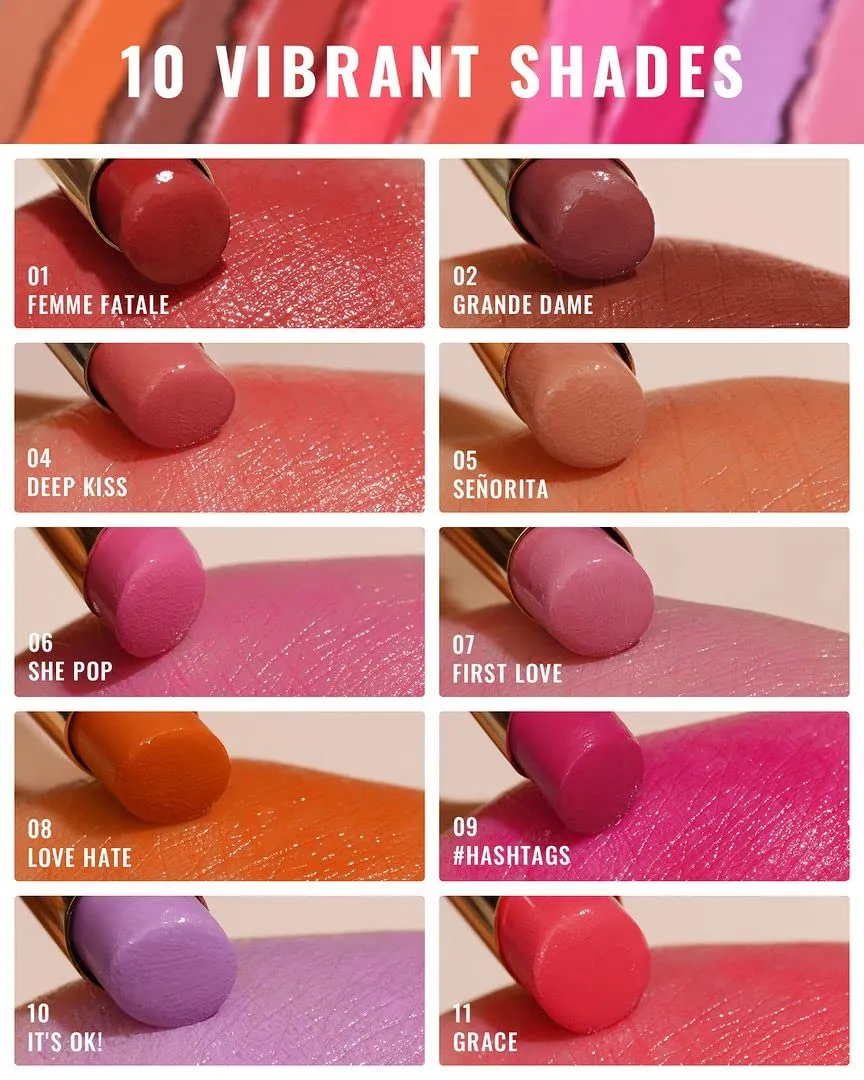 Oulac Moisture Shine Lipsticks Set - Red Orange Purple 3Pcs | Ultra Hydrating Juicy & Glossy, Soild Lip Gloss, Lightweight Smooth, Natural Look Best for Dry, Cracked and Chapped Lips, Vegan (05 06 07)